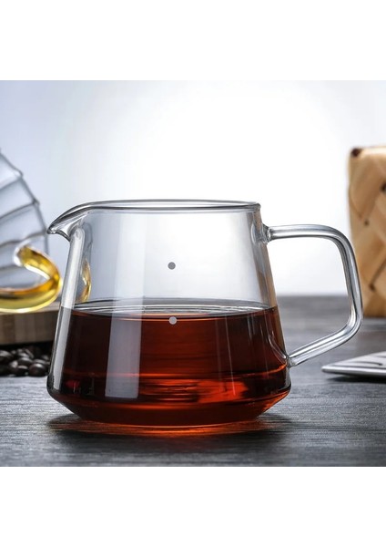 Basit 600ML Cam Nokta Ölçekli Demlenmiş Kahve Paylaşımı Potu ile Kahve Sunucusu Üzerine Dökün 300ML 600ML Isıya Dayanıklı El Yapımı Damla Cezve (Yurt Dışından)