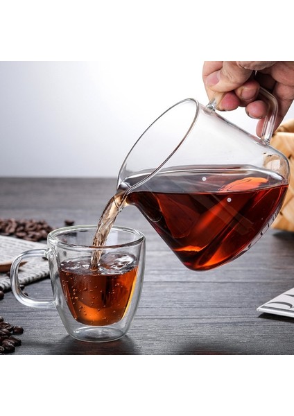 Basit 600ML Cam Nokta Ölçekli Demlenmiş Kahve Paylaşımı Potu ile Kahve Sunucusu Üzerine Dökün 300ML 600ML Isıya Dayanıklı El Yapımı Damla Cezve (Yurt Dışından)