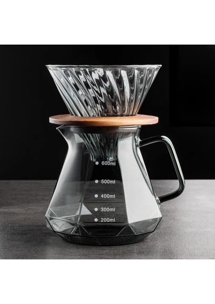 Kahve Filtresi Obsidyen El Bira V60 Seti Kahve Paylaşımı Pot Filtreli Fincan Bulut El Bira Cezve Depolama Pot Kapasitesi 400 ML/600 ml (Yurt Dışından) modelleri