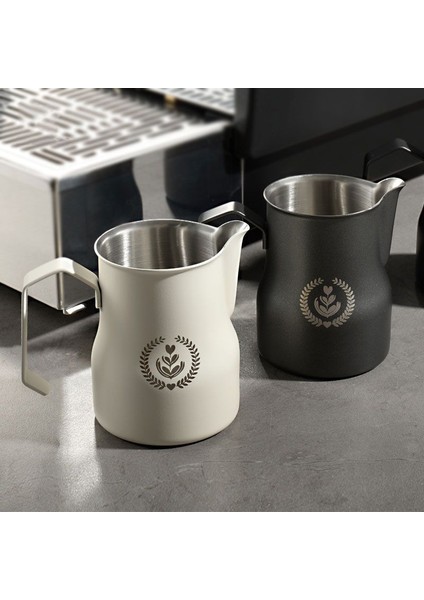 SILVER-350ML Kahve Süt Silindir Yuvarlak Ağız 304 Paslanmaz Çelik Mezun Büyük Göbek Süt Şişeleri Kahve Profesyonel Süt Silindiri Yeni (Yurt Dışından)