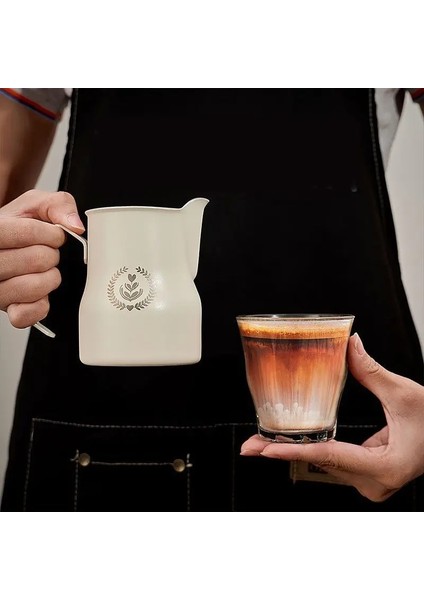 SILVER-350ML Kahve Süt Silindir Yuvarlak Ağız 304 Paslanmaz Çelik Mezun Büyük Göbek Süt Şişeleri Kahve Profesyonel Süt Silindiri Yeni (Yurt Dışından)