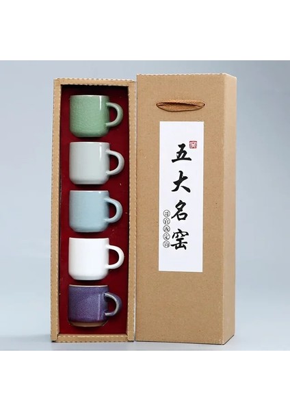 D Büyük Seramik Çay Bardağı Porselen Çay Fincanları Teaware Kung Fu Çay Seti Fincan Master Cup Retro Ru Fırın Çay Kupa Kahve Kupaları Kahve Fincanları (Yurt Dışından)