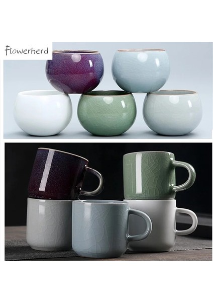 D Büyük Seramik Çay Bardağı Porselen Çay Fincanları Teaware Kung Fu Çay Seti Fincan Master Cup Retro Ru Fırın Çay Kupa Kahve Kupaları Kahve Fincanları (Yurt Dışından) fiyatları