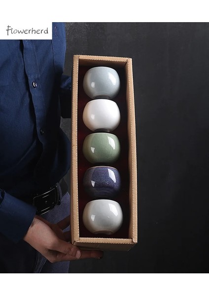 D Büyük Seramik Çay Bardağı Porselen Çay Fincanları Teaware Kung Fu Çay Seti Fincan Master Cup Retro Ru Fırın Çay Kupa Kahve Kupaları Kahve Fincanları (Yurt Dışından) fırsatları