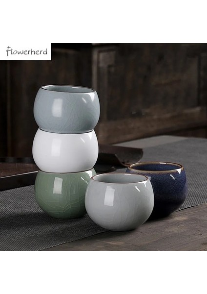 D Büyük Seramik Çay Bardağı Porselen Çay Fincanları Teaware Kung Fu Çay Seti Fincan Master Cup Retro Ru Fırın Çay Kupa Kahve Kupaları Kahve Fincanları (Yurt Dışından) indirimleri
