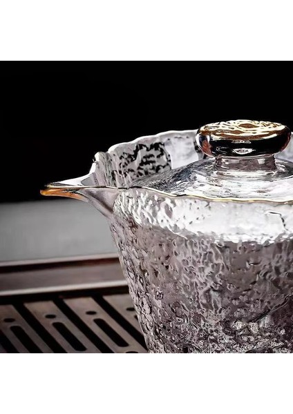 H Altın Kenar Yüksek Kaliteli Çekiç Cam Çay Seti Japon Çaydanlık Çin Kung Fu Çay Töreni Kupalar Kahve Fincanları Cam Kupa Gaiwan Teaware Pot (Yurt Dışından) indirimleri