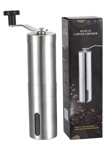 Gümüş Kahve Değirmeni Taşınabilir Manuel Paslanmaz Çelik Kahve Çekirdeği Öğütücü El-Krank Kahve Değirmeni Coffeeware Değirmeni Mutfak Aracı Kahve Aksesuarları (Yurt Dışından)