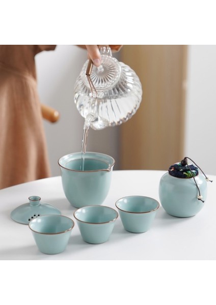 B Seyahat Çay Seti Taşınabilir Açık Kamp Çay Yapma Aracı Tek Kung Fu Teaware Setleri Çay Kültürü Severler Için En Iyi Hediye (Yurt Dışından)