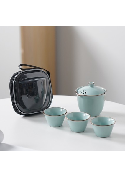 B Seyahat Çay Seti Taşınabilir Açık Kamp Çay Yapma Aracı Tek Kung Fu Teaware Setleri Çay Kültürü Severler Için En Iyi Hediye (Yurt Dışından)