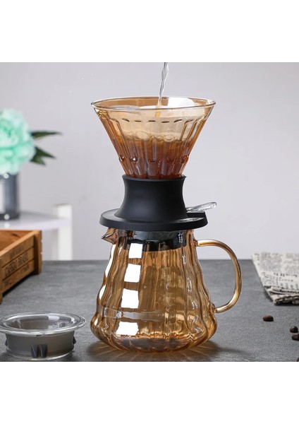 Büyük 300ML 500ML 700ML Amber Kahve Makinesi V02 Drippercoffee Sunucusu V60 Filtre Cam Huni Damla Kahve Makinesi Dökün Set (Yurt Dışından)