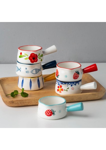 Flower1 Seramik Mini Süt Kulplu Bardak Japon Süt Köpürtme Sürahi Kahve Şeker Süt Tenceresi Çilek Çiçek Desenli Mutfak Tencere (Yurt Dışından) modelleri