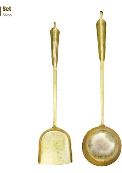 Spatula Kaşık Saf Bakır Pişirme Kaşığı ve Spatula, Ged Uzun Saplı Çorba Kaşığı Için El Çekici, Wok ve Kızartma Tavası Için Mutfak Aksesuarları (Yurt Dışından)