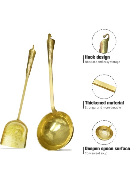 Spatula Kaşık Saf Bakır Pişirme Kaşığı ve Spatula, Ged Uzun Saplı Çorba Kaşığı Için El Çekici, Wok ve Kızartma Tavası Için Mutfak Aksesuarları (Yurt Dışından) fiyatları