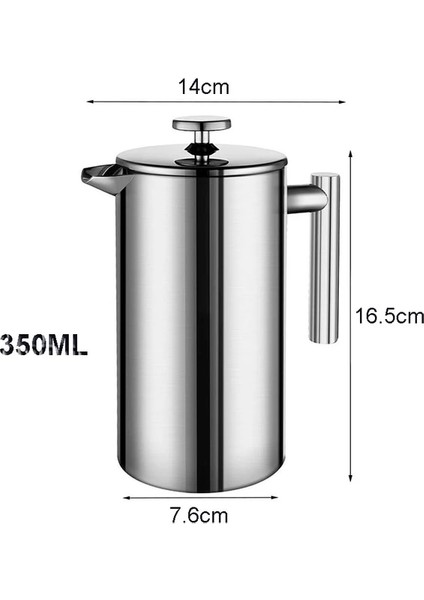 350ML Kahve Makinesi Fransız Presi Paslanmaz Çelik Espresso Kahve Makinesi Yüksek Kaliteli Çift Duvar Yalıtımlı Cezve Cezve (Yurt Dışından)