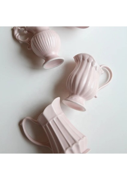 Pembe 02 150ML Vintage 150ML Klasik Stil Yüksek Kalite 4.5 ''küçük Porselen Kahve Süt Köpürtme Sürahisi Seramik Sürahi (Yurt Dışından)