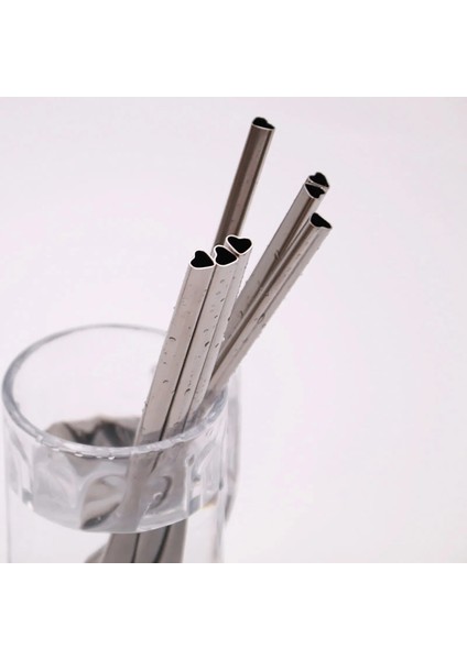 Bk Metal Pipet Seti Renkli Kalp Şeklinde Kabarcık Payet 304 Paslanmaz Çelik (Yurt Dışından)