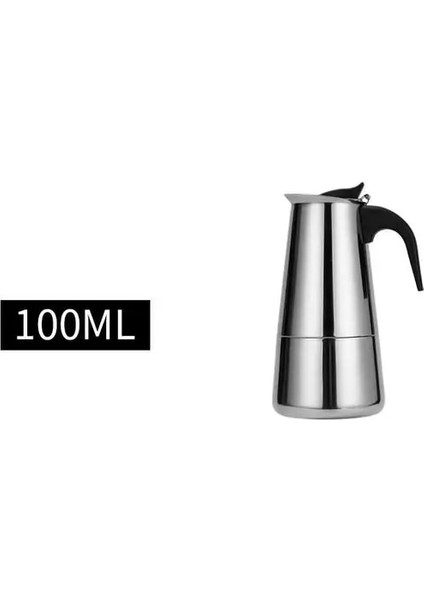 Düz 100 ml Paslanmaz Çelik Moka Pot Avrupa Soba Üstü Espresso Makinesi Taşınabilir Percolator Kahve Fincanı Indüksiyon Ocak Için (Yurt Dışından)