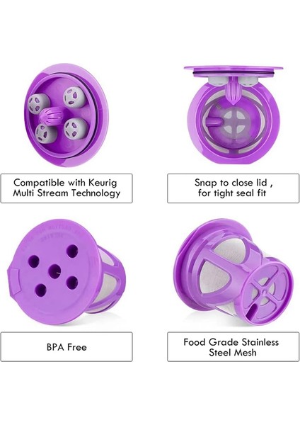 Keurig Kahve Kapsülleri Için Mor 8x Yeniden Kullanılabilir K Bardaklar, Keurig Filtresi, Yeniden Kullanılabilir Kahve Filtreleri, Normal Keurig 2.0 ile Çalışma (Yurt Dışından) modelleri