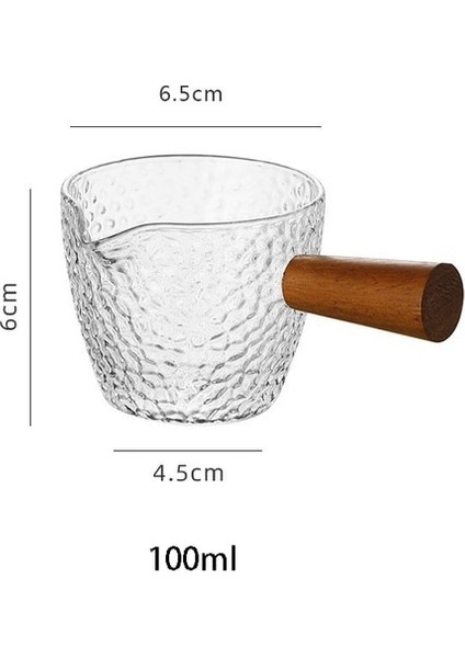 100MLCHUIWEN 50-140ML Çok Stil Ahşap Saplı Espresso Ölçüm Fincan Şerit Şeffaf Süt Sürahisi Mutfak Ölçü Kahve Malzemeleri (Yurt Dışından)