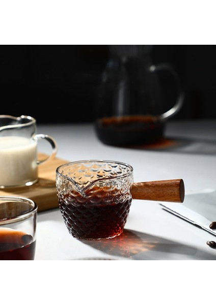 100MLCHUIWEN 50-140ML Çok Stil Ahşap Saplı Espresso Ölçüm Fincan Şerit Şeffaf Süt Sürahisi Mutfak Ölçü Kahve Malzemeleri (Yurt Dışından) modelleri