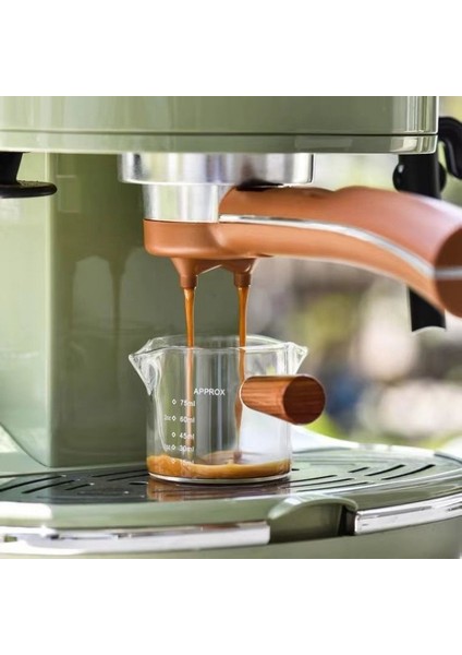 100MLCHUIWEN 50-140ML Çok Stil Ahşap Saplı Espresso Ölçüm Fincan Şerit Şeffaf Süt Sürahisi Mutfak Ölçü Kahve Malzemeleri (Yurt Dışından) fırsatları