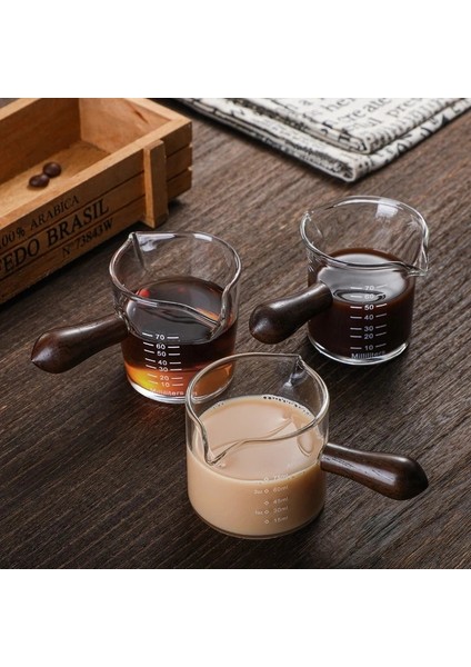 100MLCHUIWEN 50-140ML Çok Stil Ahşap Saplı Espresso Ölçüm Fincan Şerit Şeffaf Süt Sürahisi Mutfak Ölçü Kahve Malzemeleri (Yurt Dışından) indirimleri