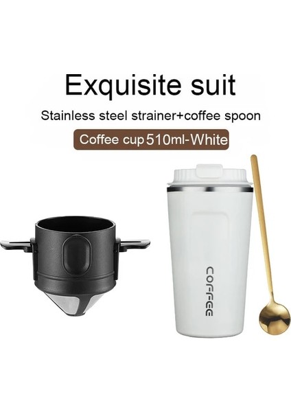510 ml Beyaz Fincan Seti Damla Kahve Filtresi Yeniden Kullanılabilir Taşınabilir Paslanmaz Çelik Koni Kağıtsız Kahve Damlatıcı Ev Seyahat Kamp Için Katlanabilir Tutucular (Yurt Dışından)