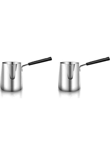 Gümüş 350ML 2x Paslanmaz Çelik Tereyağı ve Kahve Isıtıcı, Türk Cezvesi, Mini Tereyağı Eritme Potası ve Sütlük Borulu -(350ML) (Yurt Dışından)