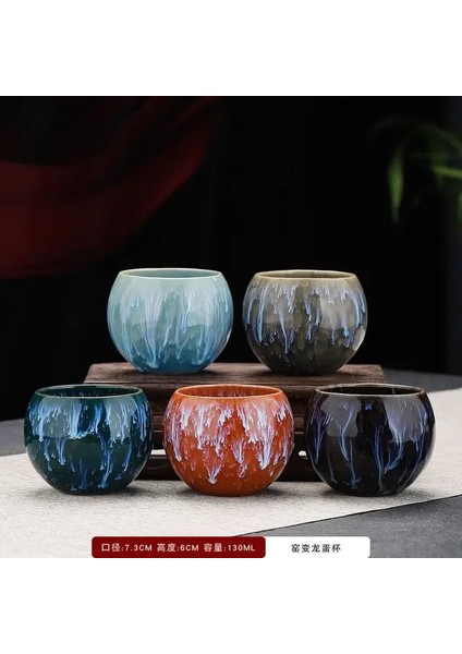 L 5 Bardak Ejderha Yumurtası Çay Bardağı 5 Adet Çay Fincanı Fırın Değiştirme Çay Fincanı Ev Seramik Çay Seti Master Cup Çin Kungfutea Kase Hediye Kutusu (Yurt Dışından)