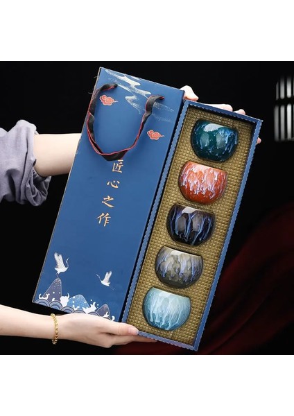 L 5 Bardak Ejderha Yumurtası Çay Bardağı 5 Adet Çay Fincanı Fırın Değiştirme Çay Fincanı Ev Seramik Çay Seti Master Cup Çin Kungfutea Kase Hediye Kutusu (Yurt Dışından) fiyatları