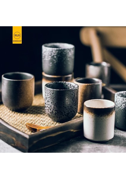 C3-4pc Rux Atölye 140ML 185ML Japon Tarzı Çay Fincanı Su Bardağı Kumtaşın Seramik El-Boyalı Kungfu Çay Fincanı Mutfağı Drinkware (Yurt Dışından) modelleri