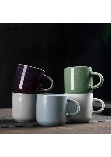 A3--7x5.5cm 110ML 1 Adet Çin Retro Ru Fırın Seramik Çay Fincanı El Yapımı Butik Küçük Çay Kase Ana Çay Bardağı Kişisel Tek Fincan Seyahat Teaware (Yurt Dışından)