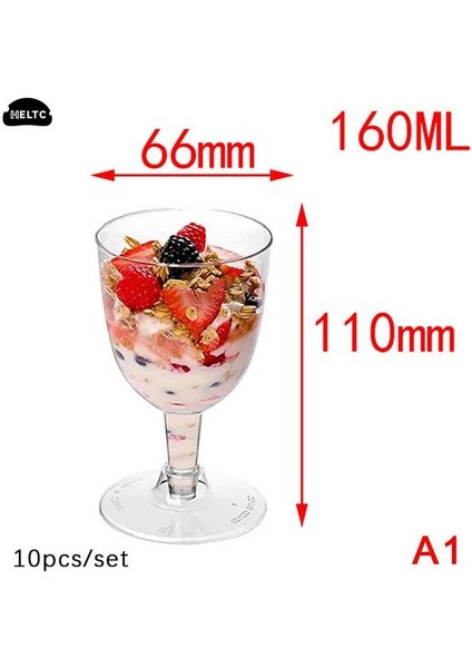 10PCS-A1 5/10 Adet Mini Tek Kullanımlık Plastik Bardaklar Tatlı Bardak Temizle Köpük Salata Jöle Yoğurt Pişirme Trapez Gıda Kabı Dondurma Fincan (Yurt Dışından)