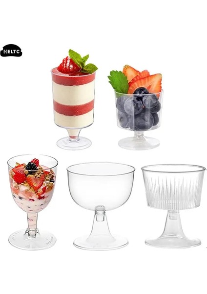 10PCS-A1 5/10 Adet Mini Tek Kullanımlık Plastik Bardaklar Tatlı Bardak Temizle Köpük Salata Jöle Yoğurt Pişirme Trapez Gıda Kabı Dondurma Fincan (Yurt Dışından)