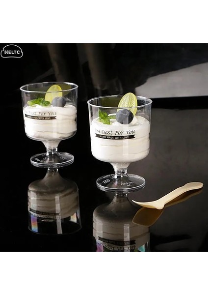 10PCS-A1 5/10 Adet Mini Tek Kullanımlık Plastik Bardaklar Tatlı Bardak Temizle Köpük Salata Jöle Yoğurt Pişirme Trapez Gıda Kabı Dondurma Fincan (Yurt Dışından)