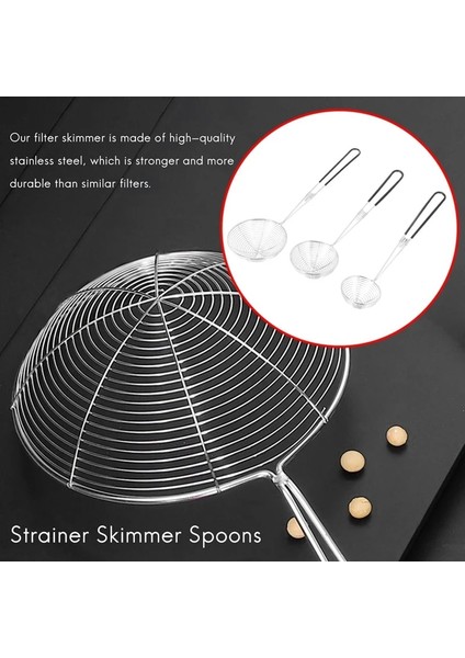 Siyah Gümüş 3 Parçalı Yuvarlak Güveç Süzgeci Seti-Paslanmaz Çelik Asya Shabu-Shabu-Shabu Örümcek Sıyırma Kaşık Seti, Örgü Kaşık (Yurt Dışından) modelleri