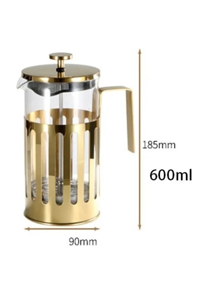 600 ml Fransız Basın Cezve, Paslanmaz Cam Kahve Makinesi Türk Cezve 350/600/1000 M Evde Kahve Yapmak Için Çay Yapmak (Yurt Dışından)