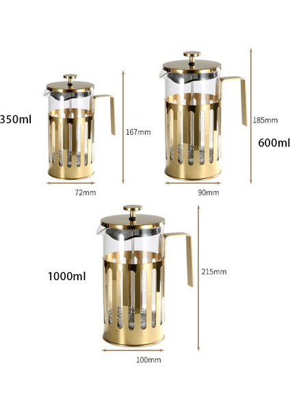 600 ml Fransız Basın Cezve, Paslanmaz Cam Kahve Makinesi Türk Cezve 350/600/1000 M Evde Kahve Yapmak Için Çay Yapmak (Yurt Dışından)