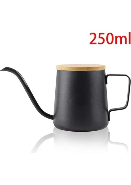 250ML Siyah Damla Su Isıtıcısı 250ML 350ML Kahve Çay Potu Yapışmaz Kaplama Gıda Sınıfı Paslanmaz Çelik Deve Boynu Damla Su Isıtıcısı Kuğu Boyun Ince Ağız (Yurt Dışından)