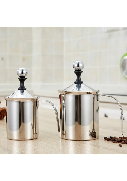 150ML 800ML Orijinal Paslanmaz Çelik Manuel Süt Köpürtücü Kahve Malzemesi Çift Örgü Süt Kreması Süt Köpüğü Örgü Kahve Köpürtücü (Yurt Dışından)