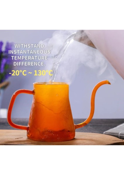 Cafe Barista Gaz Sobası Için 350 ml Amber El Yapımı Cam Gooseneck El Damla Cezve Isıya Dayanıklı Cam Kahve Çay Su Isıtıcısı Üzerine Dökün (Yurt Dışından)