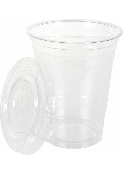 12 Oz 360ML 50 Adet Mongka Tek Kullanımlık Smoothie Bardakları, Kubbeli Kapaklar, Plastik Milkshake Bardakları (Yurt Dışından)
