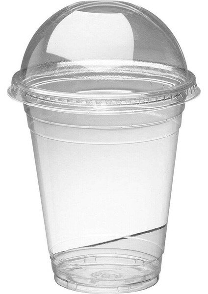 12 Oz 360ML 50 Adet Mongka Tek Kullanımlık Smoothie Bardakları, Kubbeli Kapaklar, Plastik Milkshake Bardakları (Yurt Dışından)