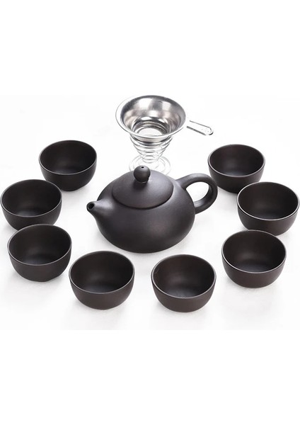 01 11 Adet Kung Fu Çay Seti Dışında Siyah Iç Beyaz Zisha, Yixing Çaydanlık El Yapımı Mor Kil Çaydanlık Bardak Seti, Seramik Çin Hediyesi (Yurt Dışından) indirimleri