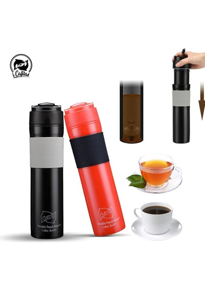 Resim Olarak 350ML Icafilas 350ML Kahve Çay Taşınabilir Fransız Basın Kahve Makinesi Kahve Şişesi Yalıtımlı Seyahat Kupa El Basınçlı Cezve Araba Için (Yurt Dışından)