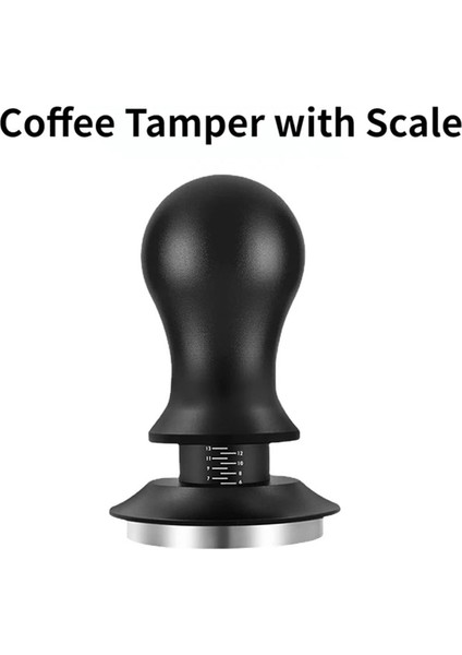 Siyah 51 mm Kahve Sabotaj Ayarlanabilir Derinlik Ölçekli Espresso Yayları Kalibre Edilmiş Tamping Kahve Dağıtıcı (Yurt Dışından)