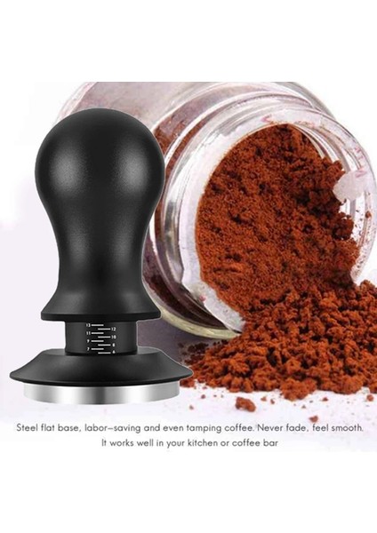 Siyah 51 mm Kahve Sabotaj Ayarlanabilir Derinlik Ölçekli Espresso Yayları Kalibre Edilmiş Tamping Kahve Dağıtıcı (Yurt Dışından)