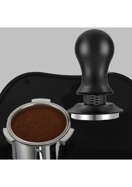 Siyah 51 mm Kahve Sabotaj Ayarlanabilir Derinlik Ölçekli Espresso Yayları Kalibre Edilmiş Tamping Kahve Dağıtıcı (Yurt Dışından)