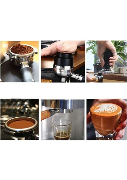 Siyah 51 mm Kahve Sabotaj Ayarlanabilir Derinlik Ölçekli Espresso Yayları Kalibre Edilmiş Tamping Kahve Dağıtıcı (Yurt Dışından)