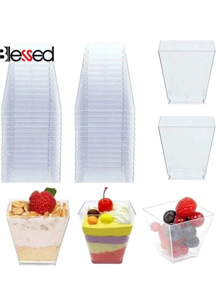 Temizle 100 Adet 25/50/100 Adet 60 ml Tek Kullanımlık Tatlı Bardağı Plastik Gıda Kabı Tatlı Dondurma Fincan Ev Noel Festivali Parti Verilen (Yurt Dışından) fiyatları